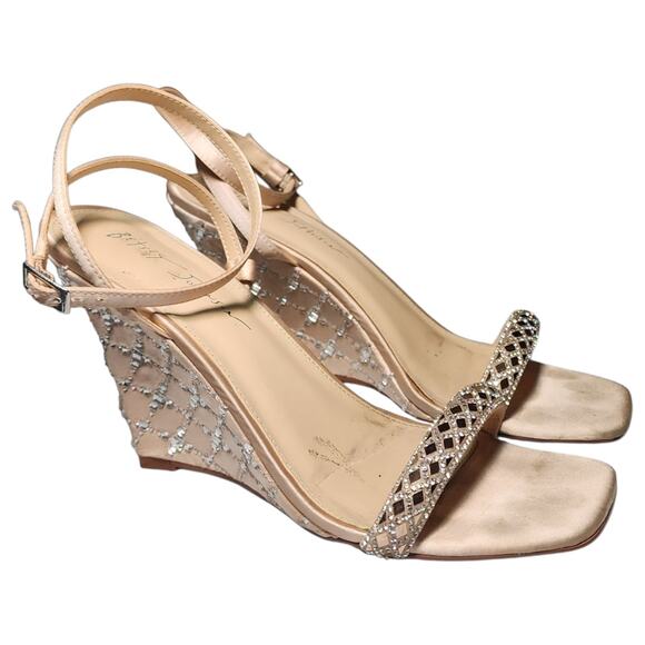 Betsey Johnson Jacy Wedge Sandals Womens Size 9M Strappy Embellished Evening Y2K - Picture 1 of 7